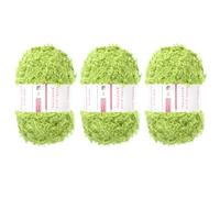 sourcing map Lot de 3 écheveaux de fil de cils en polyester doux, moelleux et pelucheux pour crochet, tricot, loisirs créatifs, sacs de vêtements - 50 m x 100 g - Vert clair