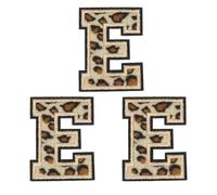 sourcing map Lot de 3 écussons brodés à chaud avec lettre E - Motif léopard - 6 cm - Pour réparation de vêtements, sac à dos, jean