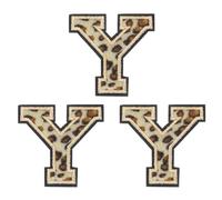 sourcing map Lot de 3 écussons brodés à chaud - Motif léopard, lettres Y - 6 cm - Pour réparation de vêtements, sac à dos, jean