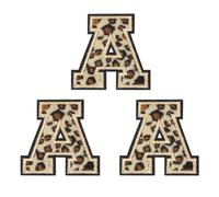 sourcing map Lot de 3 écussons brodés à chaud - Motif lettres A - Motif léopard - Pour réparation de vêtements, sac à dos, jean - 6 cm