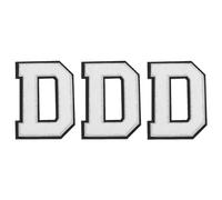 sourcing map Lot de 3 écussons brodés en chenille avec lettres D - 10,4 cm - Noir pailleté - Pour vêtements, chaussures, chapeaux et sacs à dos (blanc)