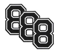 sourcing map Lot de 3 écussons brodés thermocollants en forme de chiffres de 0 à 9 pour vêtements, chapeau, sac à dos, jeans, accessoires de bricolage (numéro 8, noir)