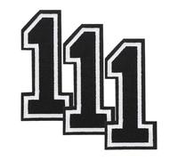 sourcing map Lot de 3 écussons brodés thermocollants en forme de chiffres de 0 à 9 pour vêtements, chapeaux, sacs à dos, jeans, accessoires de bricolage (numéro 1, noir)