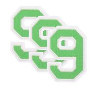 sourcing map Lot de 3 écussons brodés thermocollants en forme de chiffres de 0 à 9 pour vêtements, chemises, chapeaux, sacs à dos, jeans, accessoires de bricolage (numéro 9, vert)