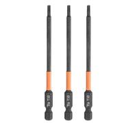 sourcing map Lot de 3 embouts de tournevis à tête Torx T10 de 100 mm de long avec tige hexagonale magnétique inviolable 6 points en forme d'étoile Noir phosphate S2 Outils électriques industriels