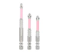 sourcing map Lot de 3 embouts de tournevis cruciformes PH2 6,6 cm + 7,1 cm + 8,9 cm (65 + 70 + 90 mm) magnétiques antidérapants en acier K5, rose