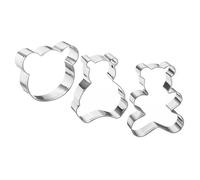 sourcing map Lot de 3 emporte-pièces en forme de tête d'ours en acier inoxydable pour décoration de gâteau, cadeaux d'anniversaire