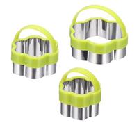 sourcing map Lot de 3 emporte-pièces mignons avec poignée, pour sandwich, pain, accessoire de déjeuner, boîte à déjeuner, cadeau pour boîte à déjeuner, biscuits, déjeuner, bento - Vert