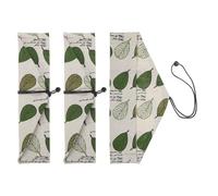 sourcing map Lot de 3 étuis de rangement pour baguettes, couverts de style japonais, étui de voyage, pochette de rangement pour cuillère, fourchette, paille, base blanche, feuille verte