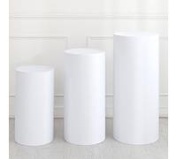 sourcing map Lot de 3 housses de support cylindriques blanches en spandex, housse de socle pour décoration de fête, mariage, anniversaire, contient uniquement des housses de cylindre (tissu élastique
