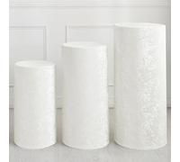 sourcing map Lot de 3 housses de support cylindriques en élasthanne pour décoration de fête, mariage, anniversaire, blanc, contient uniquement des couvercles de cylindre (tissu velours - taille L)