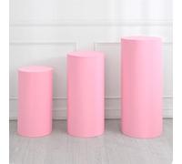 sourcing map Lot de 3 housses de support en élasthanne pour décoration de fête, mariage, anniversaire, ne contient que des couvercles de cylindre (tissu élastique, taille L) - Rose clair