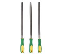 sourcing map Lot de 3 limes triangulaires à coupe grossière/moyenne/fine de 25,4 cm à double dents de coupe en acier à haute teneur en carbone avec poignée en plastique pour ébavurer le métal et le