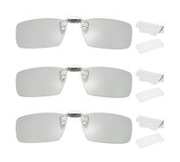 sourcing map Lot de 3 lunettes 3D polarisées à clipser, cadres de lunettes 3D carrées passives avec étui en verre et chiffon de lunettes pour image MAXimum, films, théâtre, jeux, TV (clip métallique