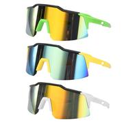sourcing map Lot de 3 lunettes de soleil de sport polarisées pour homme et femme - Pour VTT, conduite, pêche, course à pied, rouge + or bleu + rouge
