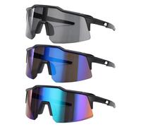 sourcing map Lot de 3 lunettes de soleil de sport polarisées pour homme et femme - Pour VTT, conduite, pêche, course à pied, gris + bleu glacier + vert