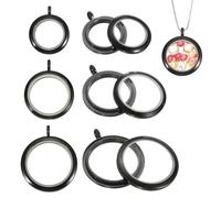 sourcing map Lot de 3 médaillons ronds flottants en acier inoxydable et verre transparent pour femme - 18/23/28 mm - Noir