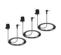 sourcing map Lot de 3 microphones Lavalier à condensateur mono coude de 3,5 mm avec col à condensateur omnidirectionnel 2 m pour enseignants, présentateurs