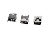 sourcing map Lot de 3 Mini USB Type B Femelle 5 Broches 180° Prise Jack à Chaud