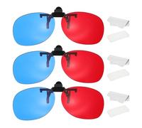 sourcing map Lot de 3 paires de lunettes 3D à clipser, lunettes anaglyphes 3D circulaires avec étui en verre et chiffon de nettoyage pour films, théâtre, jeux, télévision, photos et projecteur