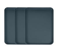 sourcing map Lot de 3 plateaux de service rectangulaires en plastique, 38,1 x 27,6 cm, pour cuisine, restaurant, café, fruits, hamburger, dessert, bleu foncé