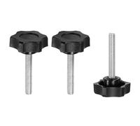 sourcing map Lot de 3 poignées de serrage en forme d'étoile M6 x 35 mm Filetage mâle métrique en acier au carbone Vis de serrage filetées pour travail du bois, noir