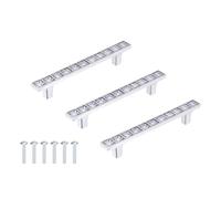sourcing map Lot de 3 poignées de tiroir en cristal en alliage de zinc avec vis pour cuisine, chambre à coucher, commode, armoire, argent (12,7 cm de long)