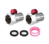 sourcing map Lot de 3 robinets d'arrêt de douche G1/2" femelle x mâle, vanne de contrôle du débit d'eau en laiton pour pommeau de douche avec limiteur de débit de tuyau, rouge