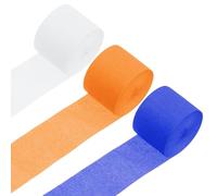 sourcing map Lot de 3 rouleaux de papier crépon de 75 m, décoration de mariage, décoration de fête, pour mariage, Saint-Valentin, festival, toile de fond, bleu, orange, blanc