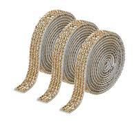sourcing map Lot de 3 rouleaux de ruban adhésif en strass pour projets d'artisanat, gâteaux de mariage, décorations d'anniversaire, beige clair - 2,7 m x 8 mm