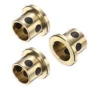 sourcing map Lot de 3 roulements à bride 12 mm alésage x 15 mm de diamètre extérieur x 15 mm de hauteur, bagues de bride enveloppées sans huile en laiton graphite, bague lubrifiante en laiton coulé