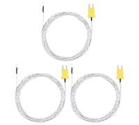 sourcing map Lot de 3 sondes thermocouple de type K Mini connecteur universel pour thermomètre TM-902C TES1310, -50-400C 6 m / 19.7ft, blanc