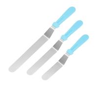 sourcing map Lot de 3 spatules décalées pour gâteau de 15,2 cm, 20,3 cm, 25,4 cm avec poignée en plastique PP pour la maison, la cuisine, la boulangerie, bleu (poignée incurvée)