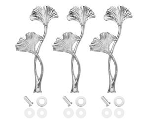 sourcing map Lot de 3 supports à gâteaux à 1 niveau en métal pour cupcakes et desserts - Poignée de support pour fête de mariage, festival, assiette à gâteau, argent (fleur)