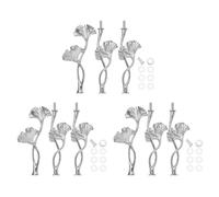 sourcing map Lot de 3 supports à gâteaux à 3 niveaux en métal pour cupcakes et desserts - Poignée de support pour fête de mariage, festival, assiette à gâteau, argent (fleur)