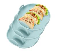 sourcing map Lot de 3 supports à tacos en silicone avec séparateurs réutilisables avec poignée pour fête, passent au lave-vaisselle et au micro-ondes, bleu clair