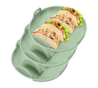 sourcing map Lot de 3 supports à tacos en silicone avec séparateurs réutilisables avec poignée pour fête, passent au lave-vaisselle et au micro-ondes, vert