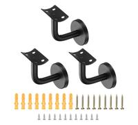 sourcing map Lot de 3 supports de rampe en acier inoxydable, 6,1 cm, support de rampe d'escalier incurvé pour rail rond avec vis de montage pour garde-corps d'escalier, noir
