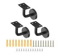 sourcing map Lot de 3 supports de rampe en acier inoxydable, 6,1 cm, support plat pour rampe d'escalier carré avec vis de montage pour garde-corps d'escalier, noir