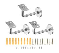 sourcing map Lot de 3 supports de rampe en acier inoxydable de 10,2 cm pour rail carré avec vis de montage pour garde-corps d'escalier - Argenté