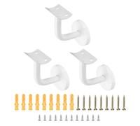 sourcing map Lot de 3 supports de rampe en acier inoxydable, support incurvé de 6,1 cm, support de rampe d'escalier pour rail rond avec vis de montage pour garde-corps d'escalier, blanc