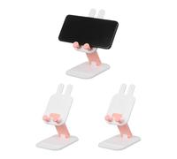 sourcing map Lot de 3 supports de téléphone portable, pliables et multi-angles en forme de lapin, station d'accueil universelle pour smartphone pour la maison, le bureau, accessoires de bureau, blanc