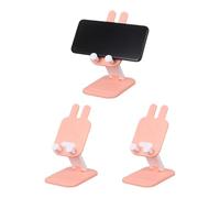 sourcing map Lot de 3 supports de téléphone portable pliables multi-angles en forme de lapin pour la décoration de la maison, du bureau, accessoires de bureau, rose
