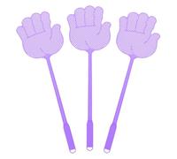 sourcing map Lot de 3 tapettes à mouches manuelles en plastique robuste à long manche pour la maison, l'intérieur et l'extérieur, 15,2 x 14,5 cm, violet