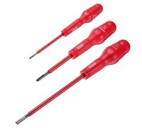 sourcing map Lot de 3 tournevis électriques magnétiques isolés à fente 1000 V 3 x 75 mm 5 x 75 mm 6 x 150 mm CR-V tournevis à tête plate pour électriciens, rouge