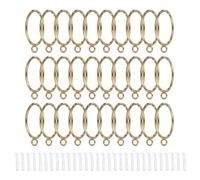 sourcing map Lot de 30 anneaux de rideaux avec œillets en métal antirouille avec crochet réglable 50 mm de diamètre intérieur pour tringles à rideaux, rideaux, vêtements, chapeaux, serviettes, doré