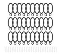 sourcing map Lot de 30 anneaux de rideaux avec œillets - En métal inoxydable - Avec crochet réglable - Diamètre intérieur : 38 mm - Pour suspendre des rideaux, des vêtements, des chapeaux, des