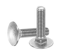 sourcing map Lot de 30 boulons de carrosserie M6 x 25 mm en acier inoxydable 18-8 (304) à tête ronde et à col carré pour accessoires de fixation - Argent