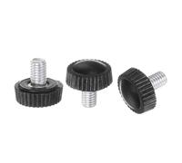 sourcing map Lot de 30 boutons moletés à filetage mâle M5 x 8 mm, vis moletées, poignées en plastique avec goujon fileté, noir