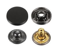 sourcing map Lot de 30 boutons pression en alliage pour manteaux, cuirs, bateaux, toiles, 15 mm, noir foncé